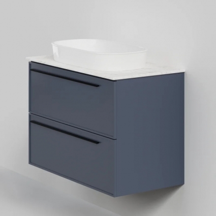 Тумба с раковиной La Fenice Elba Twin 90, подвесная, blu grigio, столешница белый мрамор, раковина белая матовая, с доводчиками