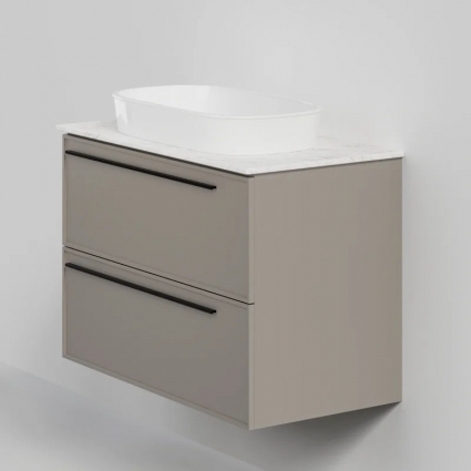 Тумба с раковиной La Fenice Elba Twin 90, подвесная, сappuccino, столешница белый мрамор, раковина белая матовая, с доводчиками