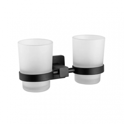 Стакан для ванной комнаты двойной / держатель зубных щеток и пасты Maretti Umbria Black UMB542P46 белый