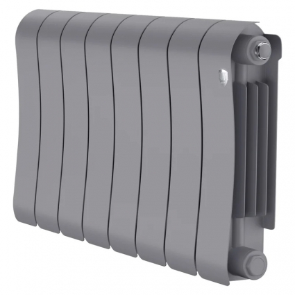 Радиатор биметаллический Royal Thermo Infinity 300, 8 секций, Silver Satin, на площадь 11 кв.м., серебро
