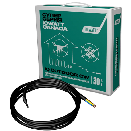 Греющий кабель IQ Watt IQ OUTDOOR CW, 110 м, 30 Вт, для систем антиобледенения и снеготаяния, двужильный