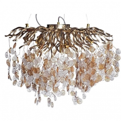 Подвесная люстра Garda Decor Монетки 86-8016/600 в стиле арт-деко, цвет желтый