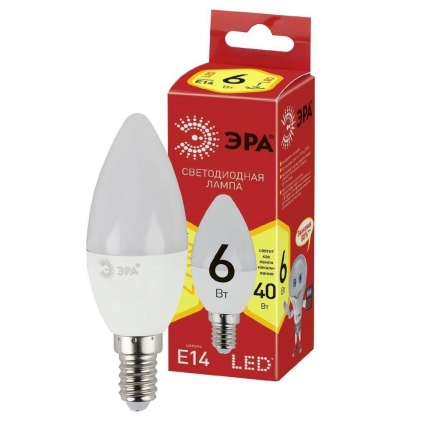Лампа светодиодная ЭРА E14 6W 2700K матовая LED B35-6W-827-E14 R Б0052383 цвет белый