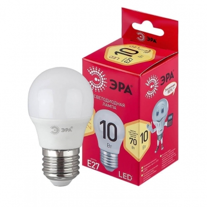 Лампа светодиодная ЭРА E27 10W 2700K матовая LED P45-10W-827-E27 R Б0050698 цвет белый