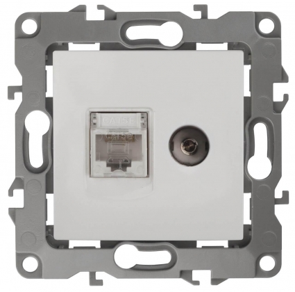 Розетка комбинированная RJ45+TV ЭРА 12 12-3110-01 Б0027441 в современном стиле, цвет белый