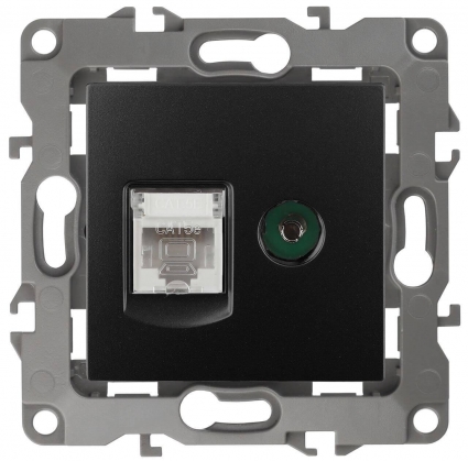 Розетка комбинированная RJ45+TV ЭРА 12 12-3110-05 Б0027445 в стиле Хай-тек, цвет серый