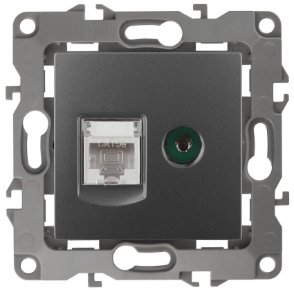 Розетка комбинированная RJ45+TV ЭРА 12 12-3110-12 Б0027447 в стиле Хай-тек, цвет серый