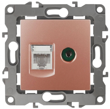 Розетка комбинированная RJ45+TV ЭРА 12 12-3110-14 Б0027449 в стиле модерн, цвет медь