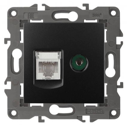 Розетка комбинированная RJ45+TV ЭРА Elegance 14-3110-05 Б0034318 в стиле Хай-тек, цвет серый