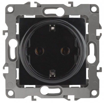 Розетка ЭРА 12 2P E Schuko со шторками 16A 250V 12-2102-06 Б0014692 в современном стиле, цвет черный