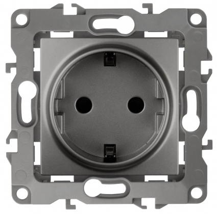 Розетка ЭРА 12 2P E Schuko со шторками 16A 250V 12-2102-12 Б0019323 в стиле Хай-тек, цвет серый