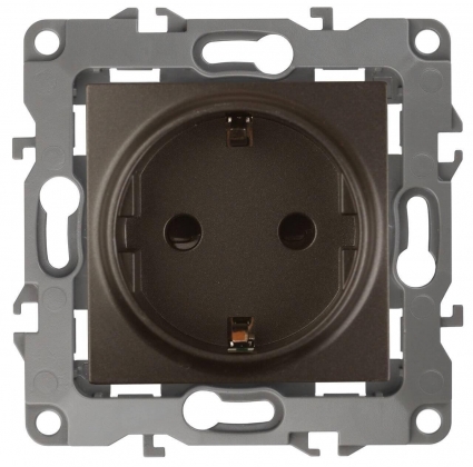 Розетка ЭРА 12 2P E Schuko со шторками 16A 250V 12-2102-13 Б0019324 в стиле модерн, цвет бронза