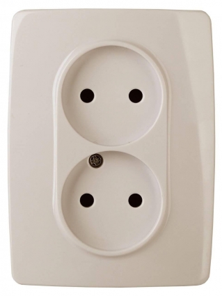 Розетка ЭРА 12 2x2P 16A 250V 12-2107-02 Б0031239 в современном стиле, цвет белый