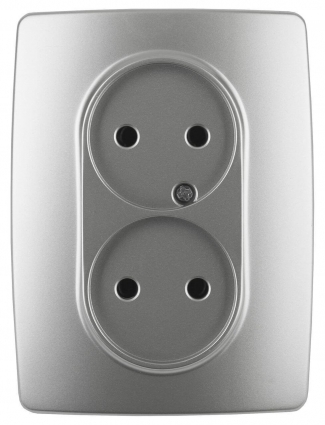 Розетка ЭРА 12 2x2P 16A 250V 12-2107-03 Б0031240 в стиле Хай-тек, цвет серый