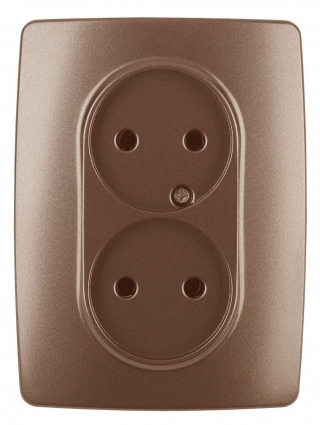 Розетка ЭРА 12 2x2P 16A 250V 12-2107-14 Б0031246 в стиле модерн, цвет медь