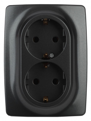 Розетка ЭРА 12 2x2P E Schuko 16A 250V 12-2106-05 Б0031232 в стиле Хай-тек, цвет серый