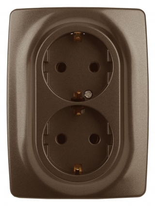 Розетка ЭРА 12 2x2P E Schuko 16A 250V 12-2106-13 Б0031235 в стиле модерн, цвет бронза