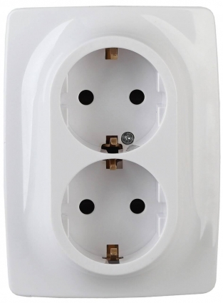 Розетка ЭРА 12 2x2P E Schuko 16A 250V винтовой зажим 12-2116-01 Б0029238 в современном стиле, цвет белый