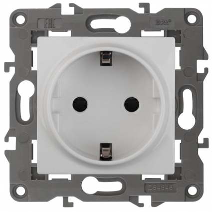 Розетка ЭРА Elegance 2P E Schuko 16A 250V 14-2101-01 Б0034264 в современном стиле, цвет белый