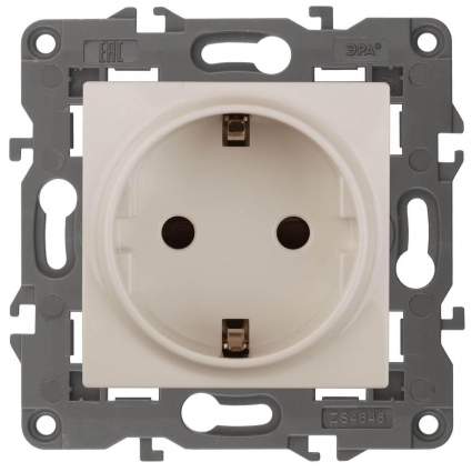 Розетка ЭРА Elegance 2P E Schuko 16A 250V 14-2101-02 Б0034265 в современном стиле, цвет белый