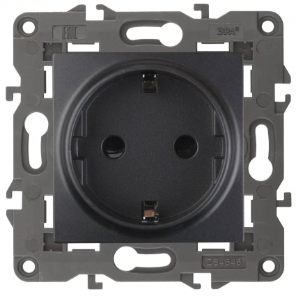 Розетка ЭРА Elegance 2P E Schuko 16A 250V 14-2101-05 Б0034269 в стиле Хай-тек, цвет серый