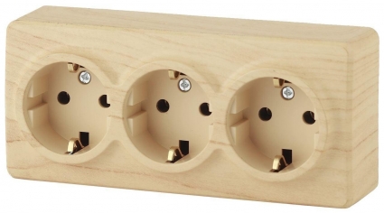 Розетка ЭРА Эксперт 3х2P E Schuko 16A 250V 11-2208-11 Б0020702 в стиле кантри, цвет бежевый