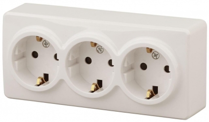 Розетка ЭРА Эксперт 3х2P E со шторками Schuko 16A 250V 11-2209-02 Б0020704 в современном стиле, цвет белый