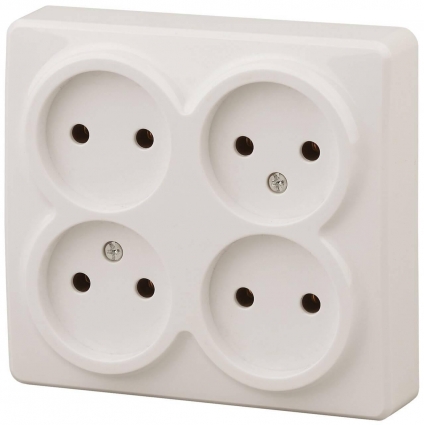Розетка ЭРА Эксперт 4х2P 16A 250V 11-2210-02 Б0020707 в современном стиле, цвет белый