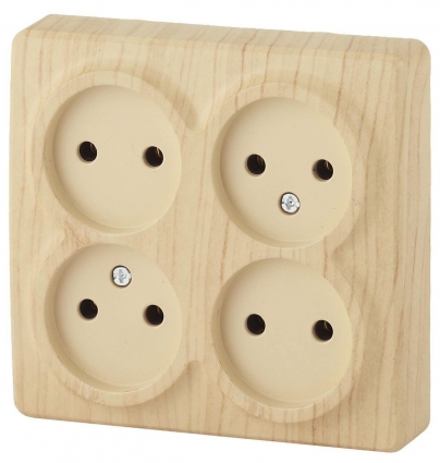 Розетка ЭРА Эксперт 4х2P 16A 250V 11-2210-11 Б0020708 в стиле кантри, цвет бежевый