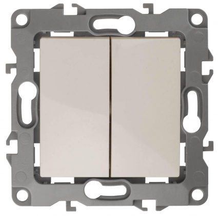Выключатель двухклавишный ЭРА 12 10AX 250V 12-1004-02 Б0014652 в современном стиле, цвет белый