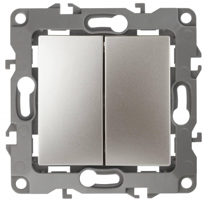 Выключатель двухклавишный ЭРА 12 10AX 250V 12-1104-04 Б0014648 в стиле модерн, цвет желтый