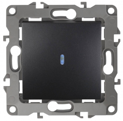 Выключатель одноклавишный с подсветкой ЭРА 12 10AX 250V 12-1102-05 Б0014637, в стиле Хай-тек, цвет серый