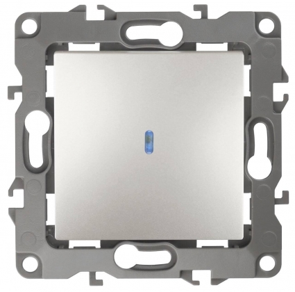 Выключатель одноклавишный с подсветкой ЭРА 12 10AX 250V 12-1102-15 Б0019427, в стиле модерн, цвет белый