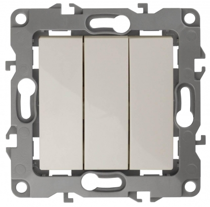 Выключатель трехклавишный ЭРА 12 10AX 250V 12-1107-02 Б0014670 в современном стиле, цвет белый