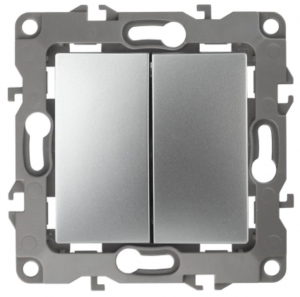 Переключатель двухклавишный ЭРА 12 10AX 250V 12-1106-03 Б0014665 в стиле Хай-тек, цвет серый