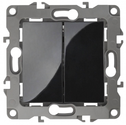 Переключатель двухклавишный ЭРА 12 10AX 250V 12-1106-06 Б0014668 в современном стиле, цвет черный