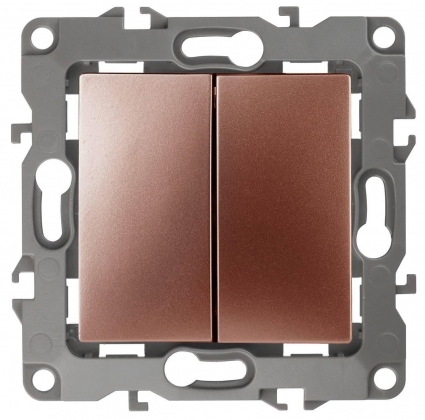 Переключатель двухклавишный ЭРА 12 10AX 250V 12-1106-14 Б0019297 в стиле модерн, цвет медь