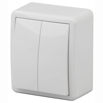 Переключатель двухклавишный ЭРА Эксперт 10AX 250V 11-1204-01 Б0020663 в современном стиле, цвет белый