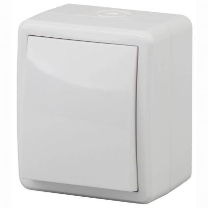 Переключатель одноклавишный ЭРА Эксперт 10AX 250V IP54 11-1403-01 Б0020673 в современном стиле, цвет белый