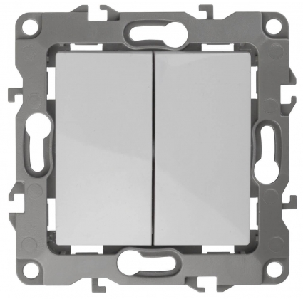 Выключатель двухклавишный ЭРА 12 10AX 250V 12-1104-01 Б0014645 в современном стиле, цвет белый