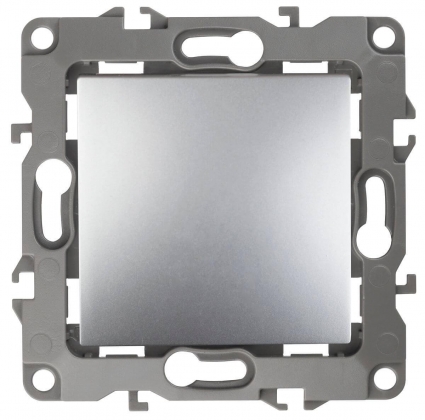 Кнопка ЭРА 12 10AX 250V алюминий 12-1111-03 Б0047832 в стиле модерн, цвет серый