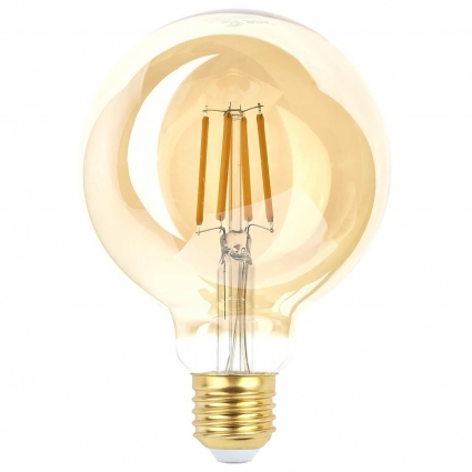 Лампа светодиодная филаментная ЭРА E27 7W 2400K прозрачная F-LED G95-7W-824-E27 gold Б0047662 цвет прозрачный