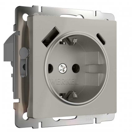 Werkel Розетка с заземлением, шторками и USB тип A+C (дымчатый) W1271704/ a069465