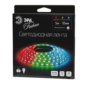 Светодиодная влагозащищенная лента ЭРА 7,2W/m 30LED/m 5050SMD RGB 5M LS5050-30LED-IP65-RGB-5m C0043044, в современном стиле, цвет разноцветный