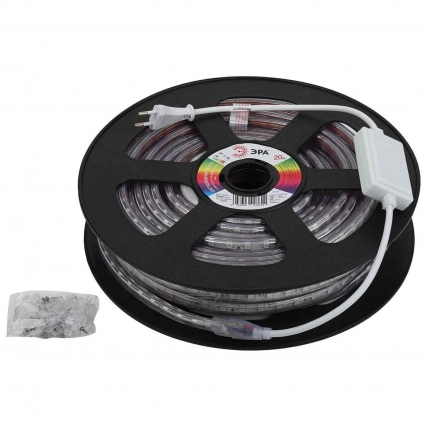 Светодиодная влагозащищенная лента ЭРА 14,4W/m 60LED/m 5050SMD RGB 20M LS5050-14,4-60-220-RGB-IP67-20m Б0043097, в современном стиле, цвет белый
