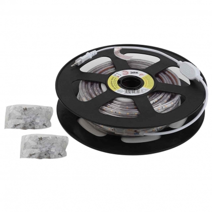 Светодиодная влагозащищенная лента ЭРА 4,8W/m 60LED/m 5050SMD 2700K 20M LS2835-4,8-60-220-2700К-IP67-20m Б0043094, в современном стиле, цвет белый