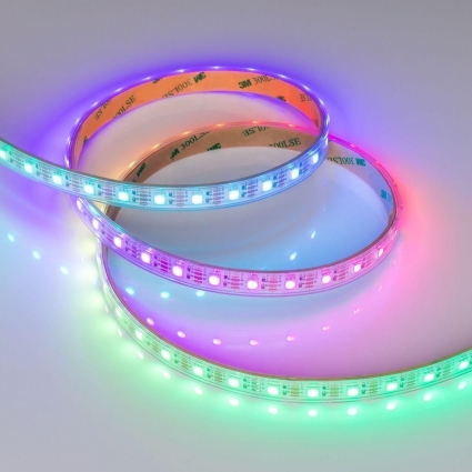 Светодиодная влагозащищенная лента Arlight Бегущий огонь 8W/m 60Led/m 5060SMD разноцветный 5M SPI-P-B60-12mm 12V RGB-PX1-BPT 041615(1) цвет белый, мощность 40 Вт