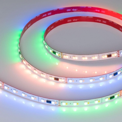 Светодиодная лента Arlight Бегущий огонь 6W/m 60Led/m 5060/2835SMD разноцветный/теплый белый 5M SPI-BA120-12mm 24V RGBW-Warm-PX6-BPT 040620 цвет белый, мощность 30 Вт