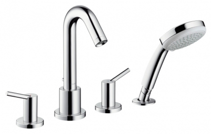 Смеситель Hansgrohe Talis на борт ванны двухвентильный, хром, длина излива 11.1 см