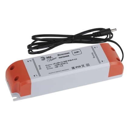 Блок питания ЭРА 12V 36W IP20 3A LP-LED-12-36W-IP20-P-3,5 C0045620, в современном стиле, цвет белый